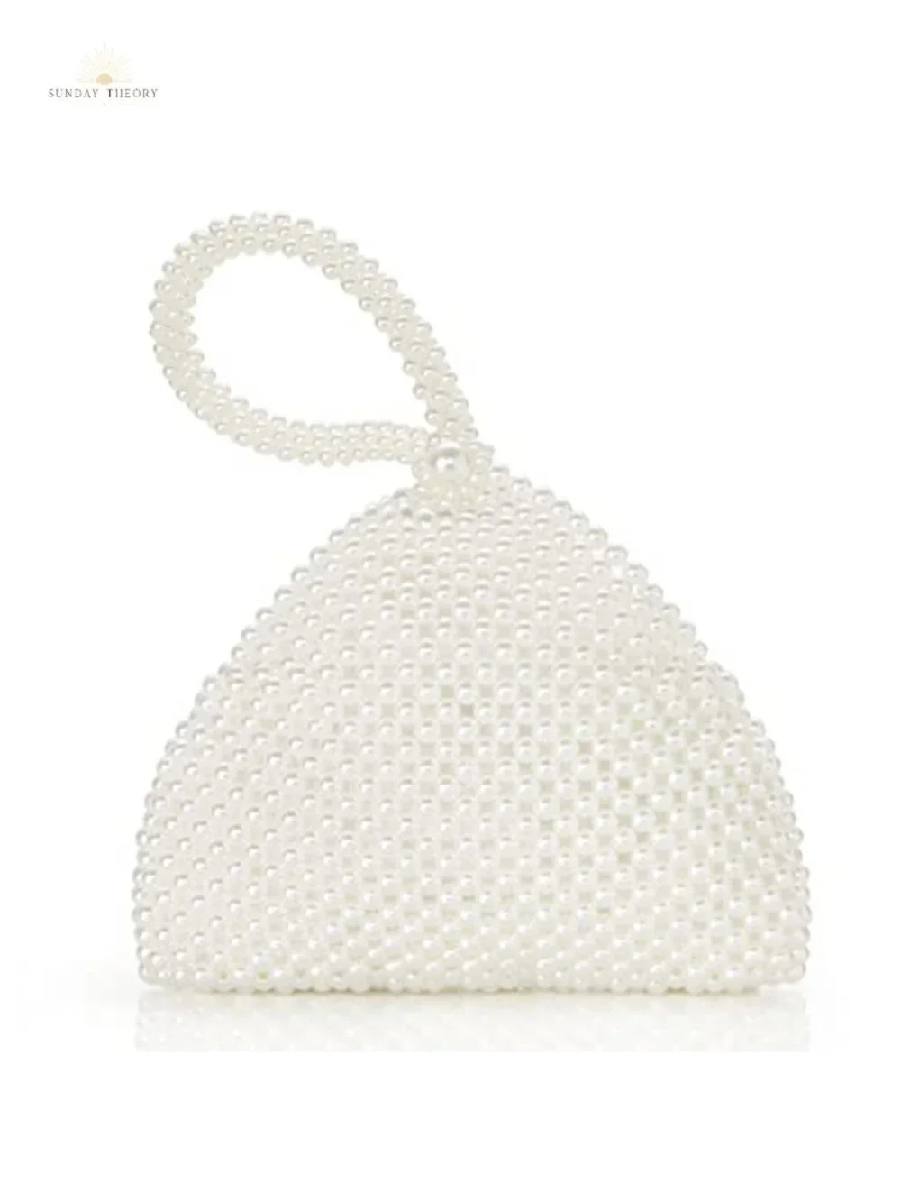 Imitation Pearls Evening Bag Triangle Clutch Wristlet Purse Wedding Prom Party